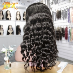 Loose curly Hair Half lace frontal Wig 100% human Plus hair