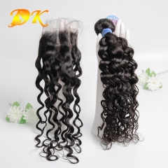 French wave Bundle deals with Closure 4x4 5x5 6x6 Deluxe Virgin Hair