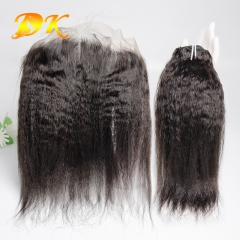 Kinky Straight Bundle deals with Frontal 13x4 13x6 Deluxe Virgin Hair