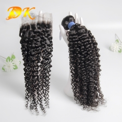 Kinky curly Bundle deals with Closure 4x4 5x5 6x6 Deluxe Virgin Hair