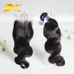 Sleek Body Wave Hair Weaves With Transparent HD Lace Closure Vietnamese Deluxe Virgin Human Hair