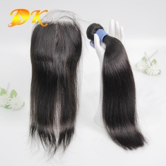 Silky Straight Hair Bundles & Transparent HD Lace Closure 4x4 5x5 6x6 Indian Deluxe Virgin Human Hair