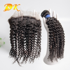 Jerry Kinky Curly Hair Weaving & Transparent HD 13x4 13x6 Lace Frontal Deluxe Virgin Human Hair