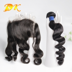 Loose Wave Hair Bundles & 13x4 13x6 Transparent HD Lace Frontal Deluxe Virgin Human Hair
