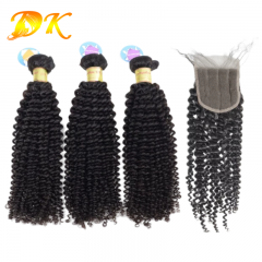 Jerry Kinky Curly Hair Weaves With HD Transparent Lace Closure Plus Virgin Human Hair