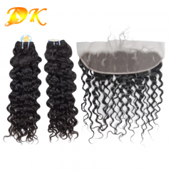 Italian Curly Hair Weaves With 13x4 13x6 HD Transparent Lace Frontal Plus Virgin Human Hair