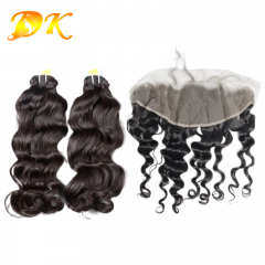 Indian Wave Hair Bundles With 13x4 13x6 HD Transparent Lace Frontal Plus Virgin Human Hair