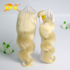 Blonde 613 Body Wave Hair Bundles & Transparent HD Lace Closure 4x4 5x5 6x6 Deluxe Virgin Human Hair