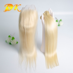 Blonde Color Straight Hair Bundles & Transparent HD Lace Closure 4x4 5x5 6x6 Deluxe Virgin Human Hair