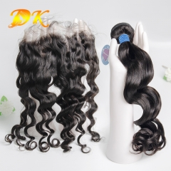 Indian Wave Hair Weaving & Transparent HD 13x4 13x6 Lace Frontal Deluxe Virgin Human Hair